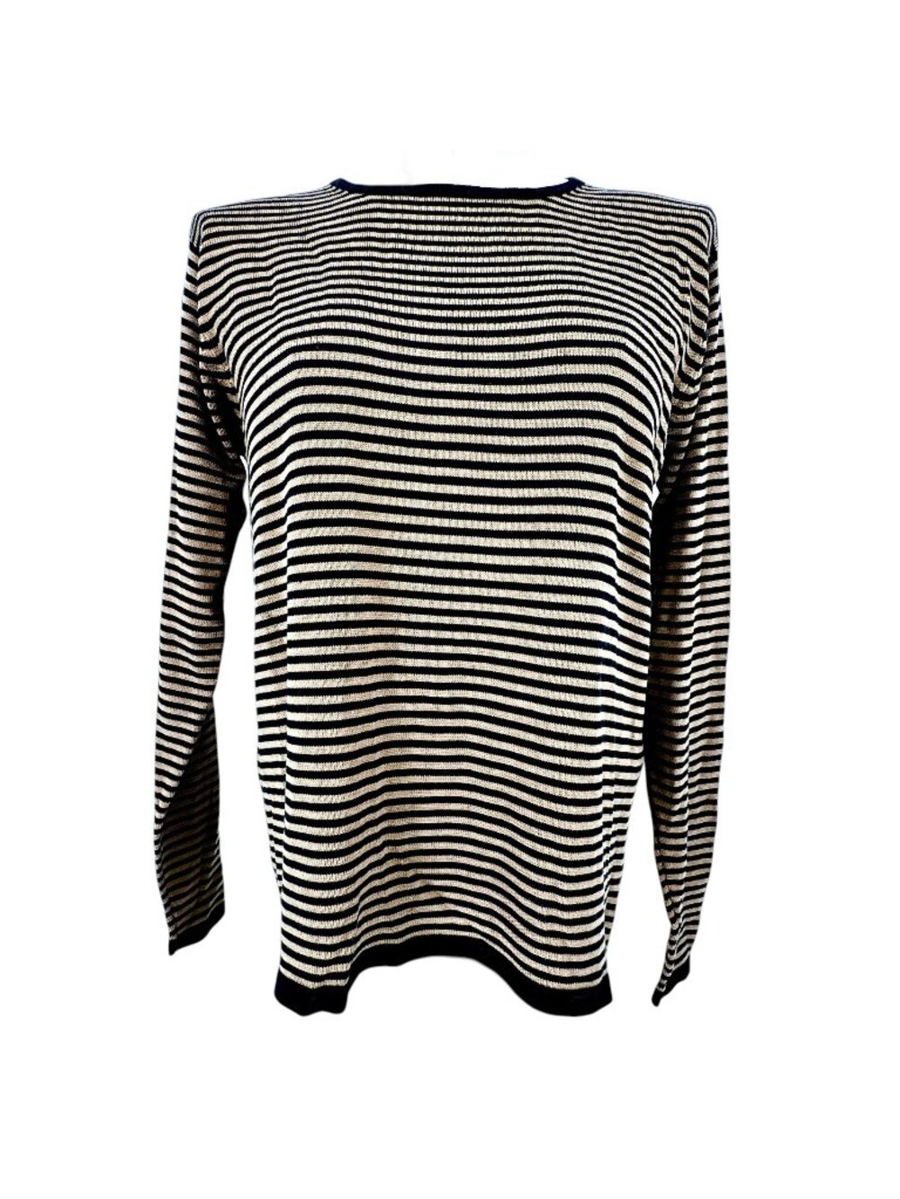 Ryan Harris Sweater Womens Medium Black and Brown Stripe 100% Silk Long Sleeve